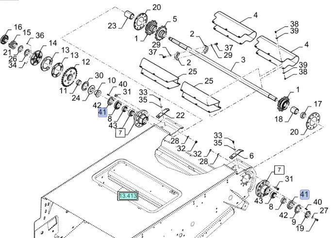 87658946 - Подшипник вала верхнего привода кам. накл. CX6.90, CR